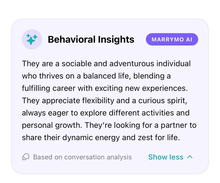 Conversation with Mo, the MarryMo AI matchmaker, replacing a long profile form